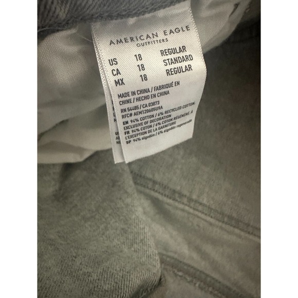 American Eagle AE Ripped '90s Straight Jean Haze Gray Jeans Womens Plus Size 18 - Picture 4 of 13